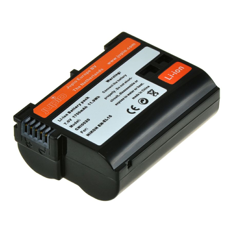 Jupio EN-EL15 1700mAh 7.0V Lithium-Ion Battery baterija za Nikon D850, D750, D500, D810, D610, D600, D7200, D7100, D7000, D800, D810A, D800E, 1 V1 (CNI0020V2)