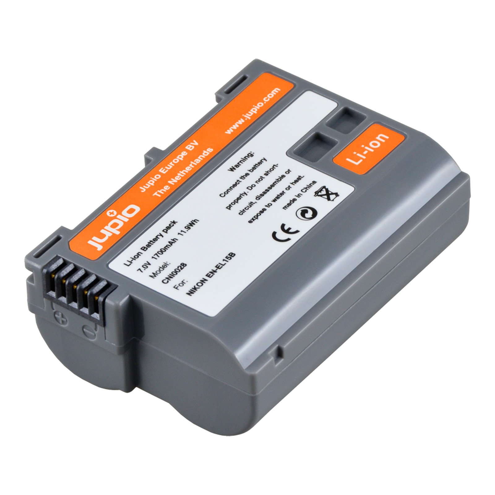 Jupio EN-EL15B 1700mAh 7.0V baterija za Z7, Z6, D780, D850, D810, D800, D750, D500, D7500, D7200, D7100, D7000, D610, D600, 1 V1 Rechargeable Li-ion Battery (CNI0028)
