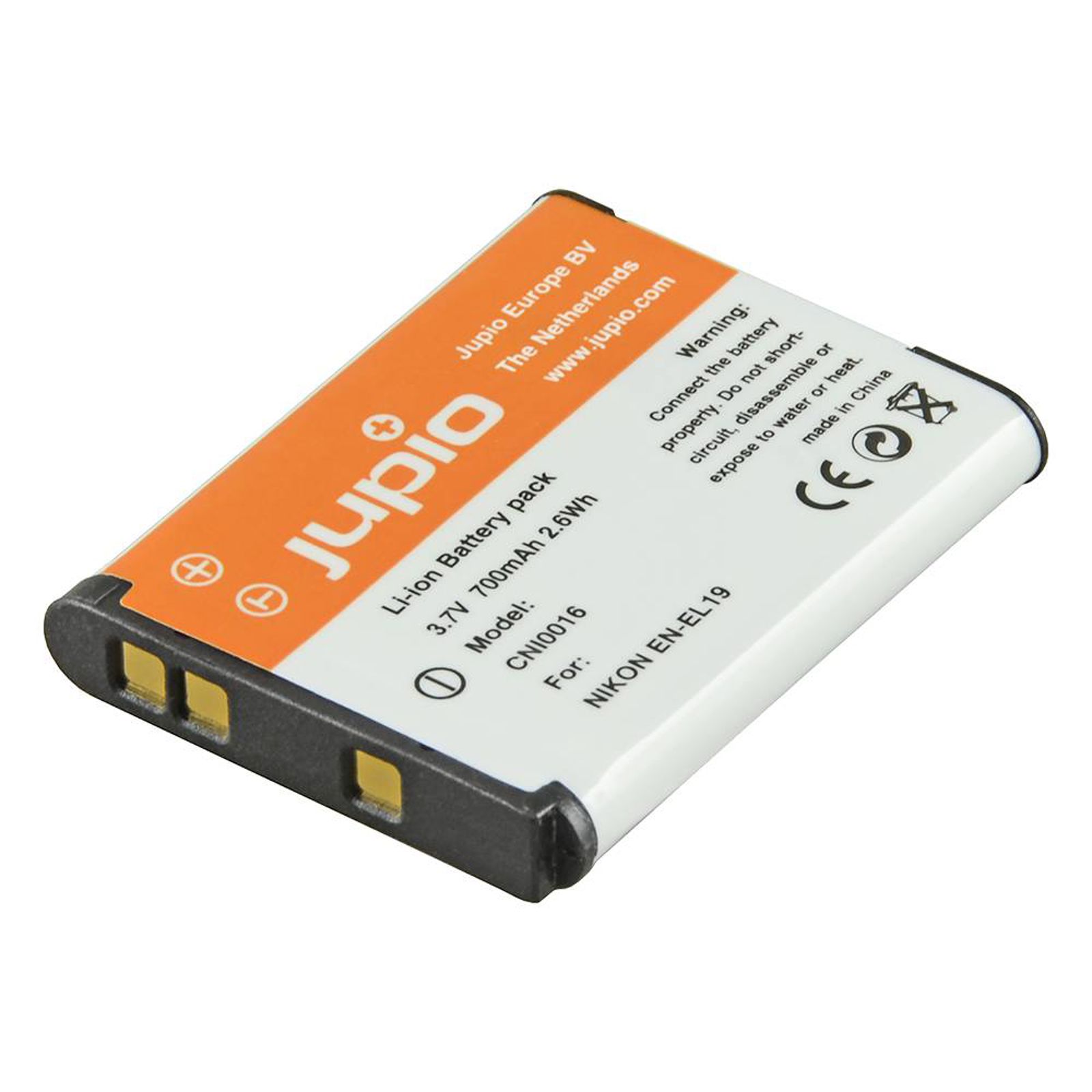Jupio EN-EL19 700mAh 3.7V baterija za Nikon Coolpix P330 GPS, S33, S32, S100, S2500, S2550, S2700, S2600, S2900, S3100, S3300, S3500, S3600, S3700, S4100, S6400, S6500, S4150, S4300, S5200, S6500