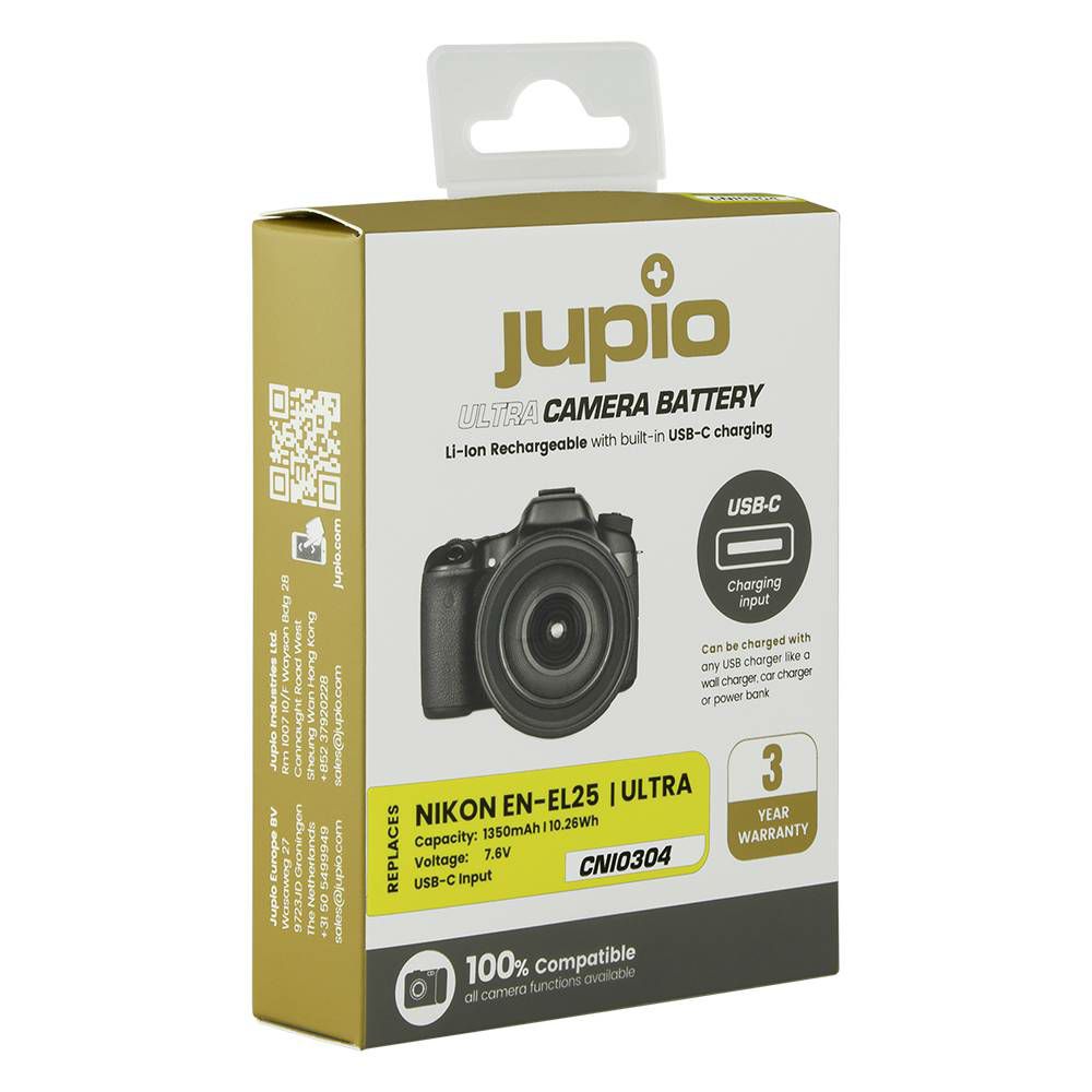 Jupio EN-EL25 Ultra C (USB-C input) 1350mAh 10.26Wh 7.6V baterija za Nikon Fc, Z50, Z30 Lithium-Ion Battery Pack (CNI0304)