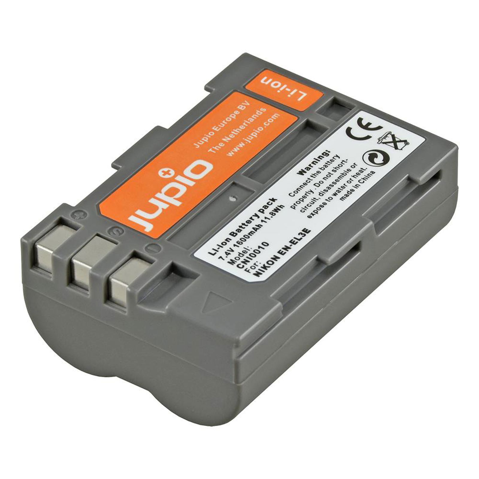 Jupio EN-EL3E 1600mAh 7.4V baterija za Nikon D100, D200, D200 SLR, D300, D300 SLR, D300s, D300s SLR, D50, D70, D700, D70s, D80, D90, DSLR D700 Lithium-Ion Battery Pack (CNI0010)