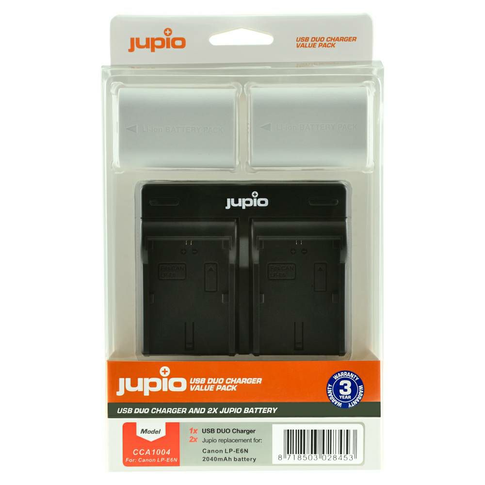 Jupio KIT 2x Battery LP-E6N ULTRA 2040mAh + USB Dual Charger komplet punjač i dvije baterije za Canon EOS 5D IV, 5D III, 5Ds, 5DsR, 7D II, 6D, 80D, 70D, 60D, 7D (CCA1004)