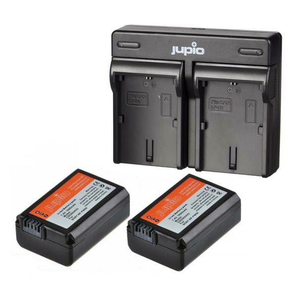 Jupio KIT 2x Battery NP-FW50 1030mAh + USB Dual Charger komplet punjač i dvije baterije za Sony NEX-C3 NEX-7 NEX-3N NEX-5R NEX-6 ILCE QX1 RSC-RX10 Alpha 7 5100 6000 A33 A55 A35 A37 (CSO1002)