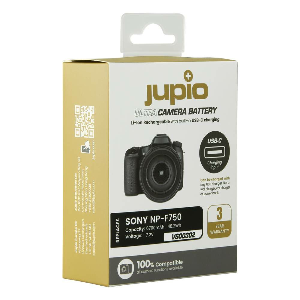 Jupio NP-F750 Ultra C (USB-C input) 6700mAh 48.2Wh 7.2V baterija za Sony s NP-Fxxx prihvatom Lithium-Ion Battery Pack (VSO0302)