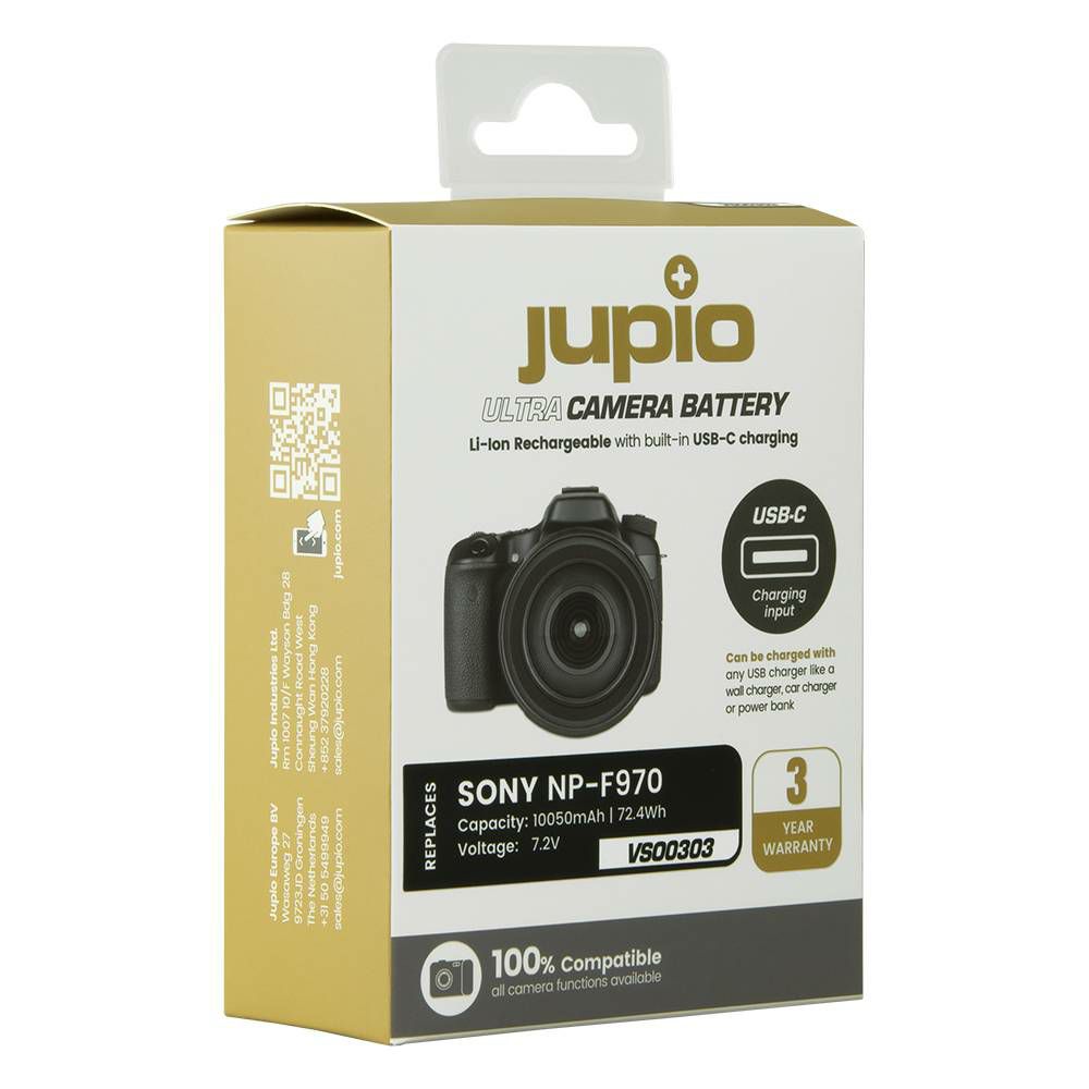 Jupio NP-F970 Ultra C (USB-C 20W PD input/output) 10050mAh baterija za Sony s NP-Fxxx prihvatom Lithium-Ion Battery Pack (VSO0303)