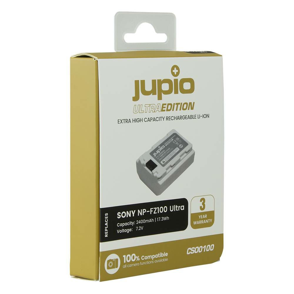 Jupio NP-FZ100 Ultra 2400mAh 17.3Wh 7.2V baterija za Sony Alpha a9, a7R V, a7R IV, a7R III, a7S III, a7 III, a6600, A1 Rechargeable Lithium-Ion Battery Pack (CSO0100)