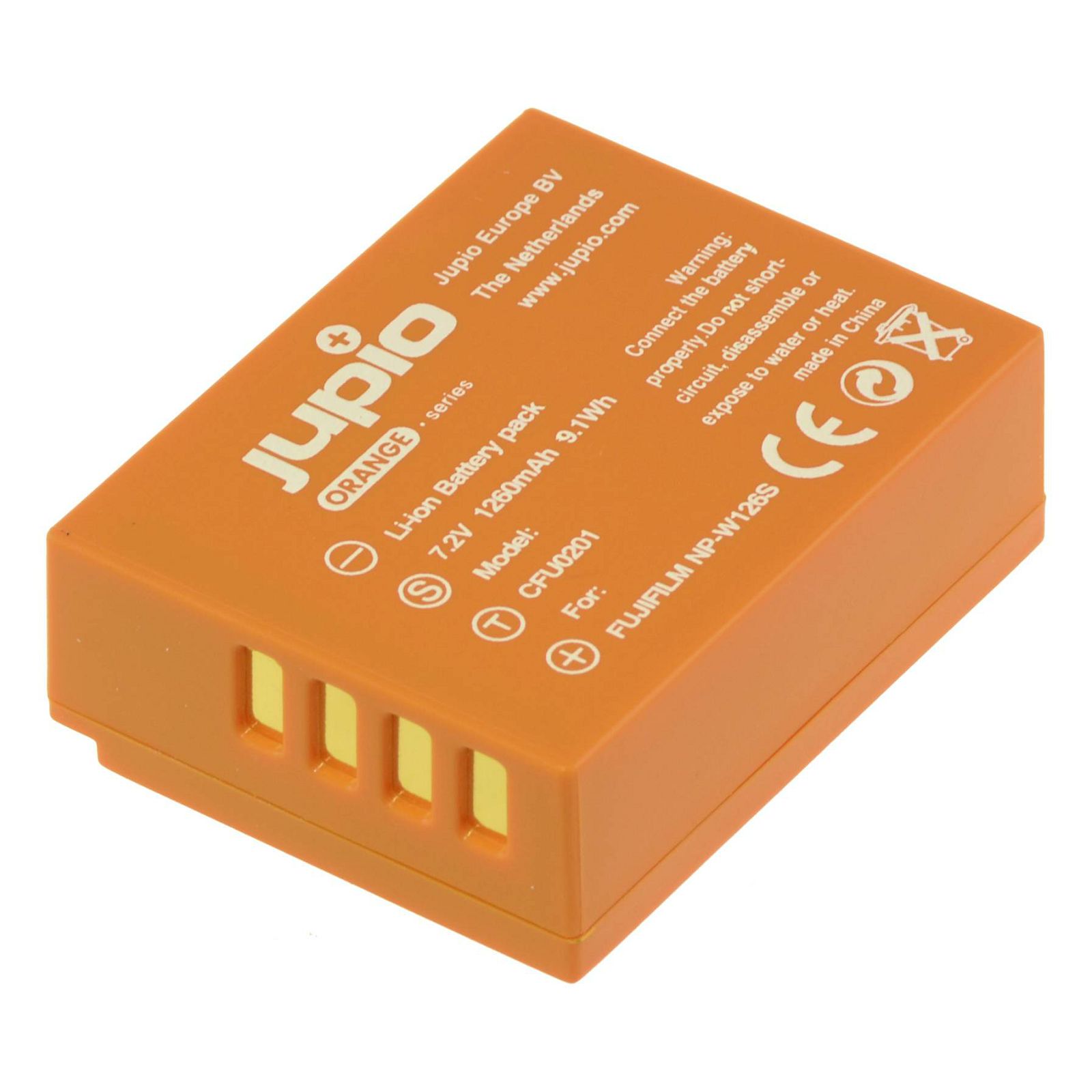 Jupio Orange-Series NP-W126S 1260mAh Lithium-Ion Battery baterija za Fujifilm Fuji FinePix X-Pro2, X-T2, X-T20, X-Pro1, X-A1, X-A2, X-A3, X-E1, X-E2, X-T1, X-T10, HS30EXR, HS33EXR, HS50EXR (CFU0201)