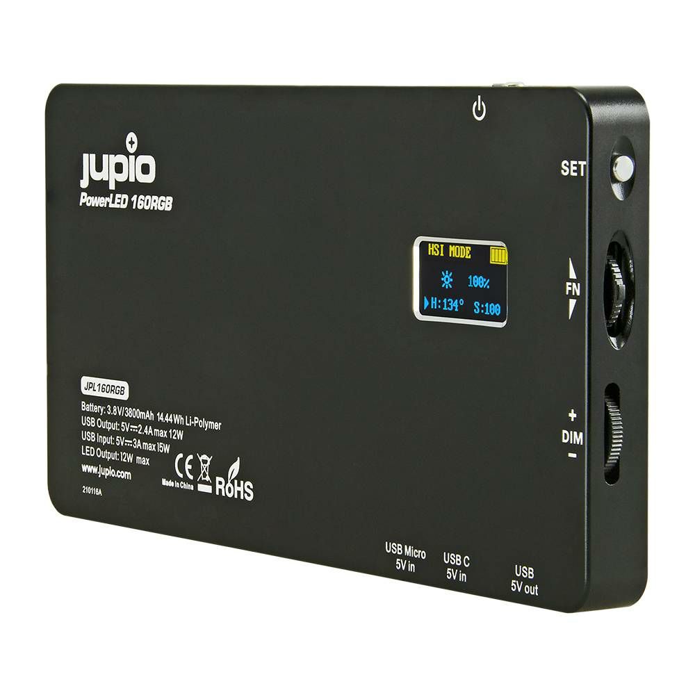 Jupio PowerLED 160 RGB with Built-in Powerbank panel Video Light rasvjeta za snimanje (JPL160RGB)