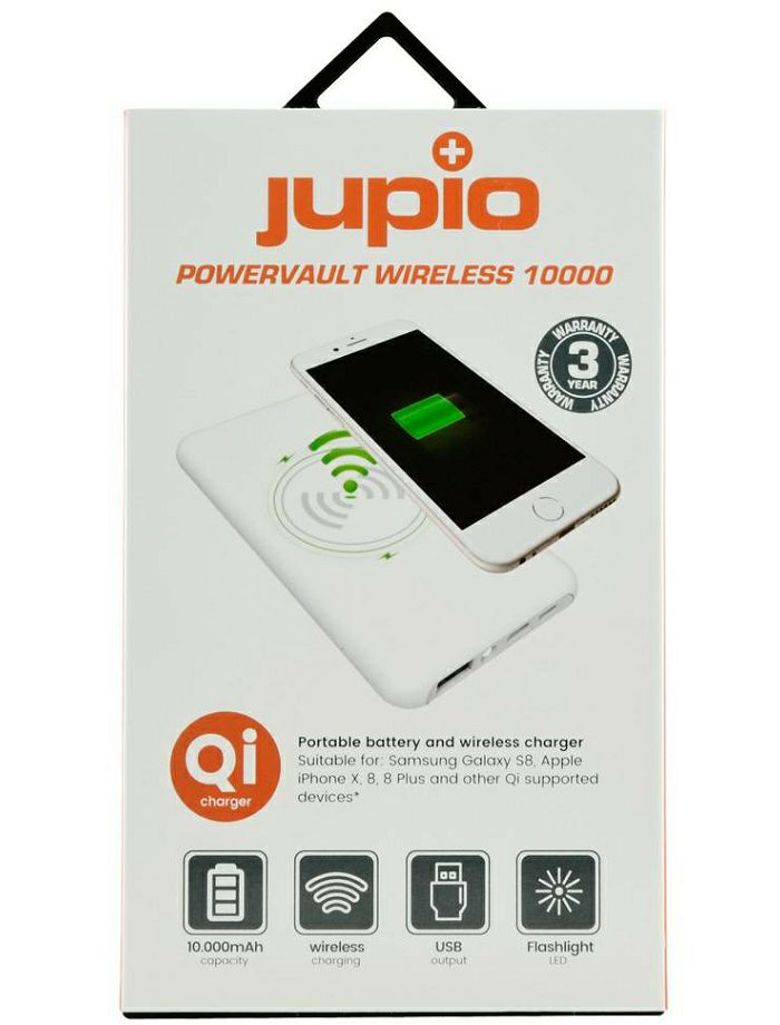 Jupio PowerVault Wireless 10000 Ultra thin PowerBank 10000mAh + LED flashlight s bežičnim punjenjem za smartphone (JPV0300)