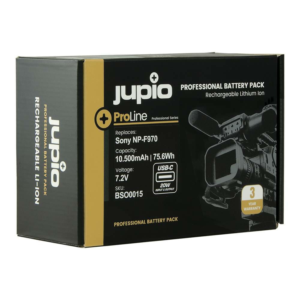 Jupio ProLine NP-F970 (USB-C 20W PD input/output) 10500mAh baterija za Sony s NP-Fxxx prihvatom Lithium-Ion Battery Pack (BSO0015)