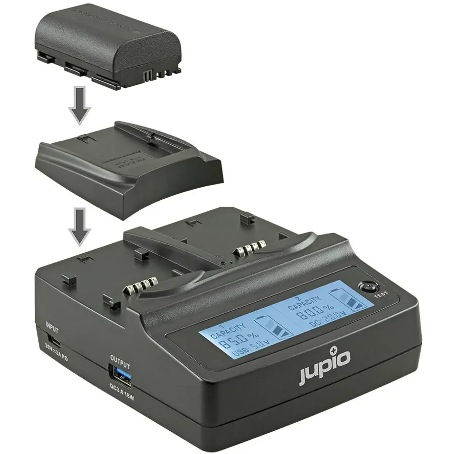 Jupio punjač Duo Charger V2 60W/4.2-17.6V (univerzalni za sve fotoaparate, potrebne pločice) (for All brands/several plates available) (not for use with JCP0001) (JDC0010V2)