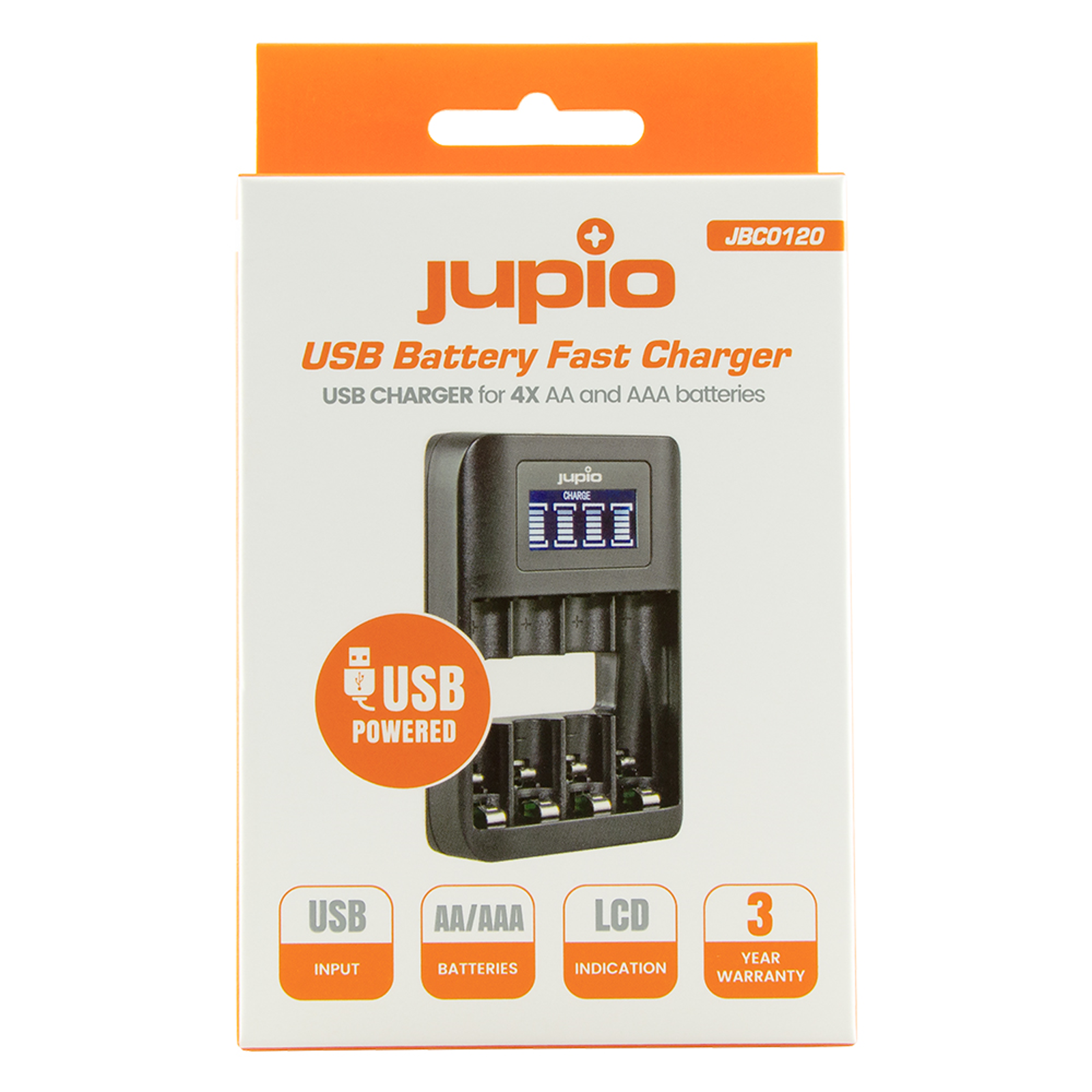 Jupio USB 4-slots Battery Fast Charger LCD punjač za 4xAA i AAA baterije (JBC0120)