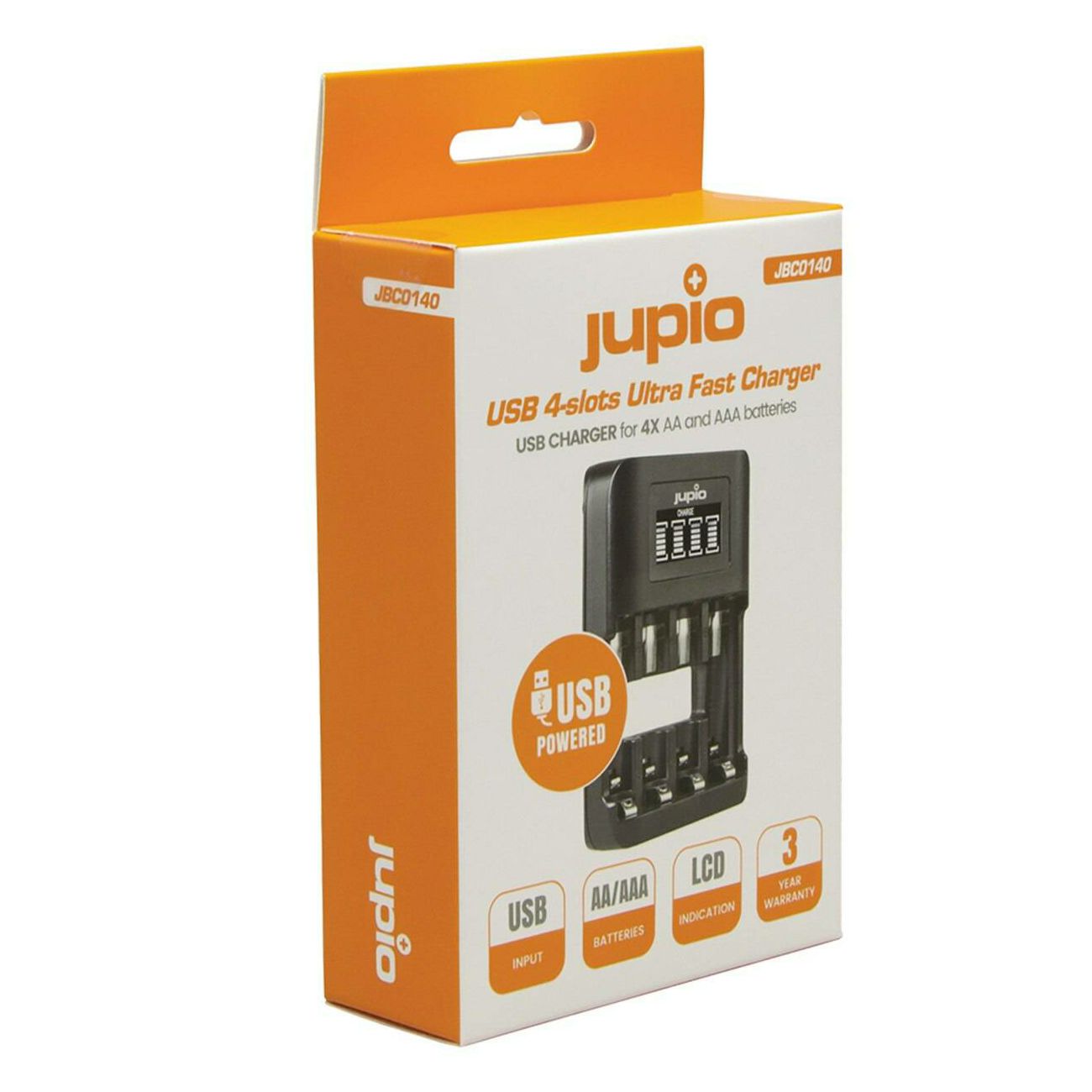 Jupio USB 4-slots Ultra Fast Battery Charger LCD punjač za 4xAA 4xAAA baterije Lithium-Ion Battery Pack (JBC0140)