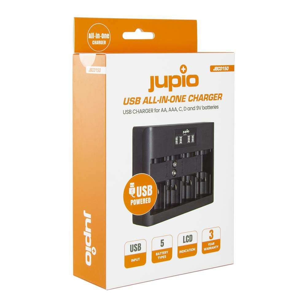 Jupio USB All-In-One Charger LCD univerzalni punjač za sve baterije AA, AAA, C, D, 9V (JBC0150)