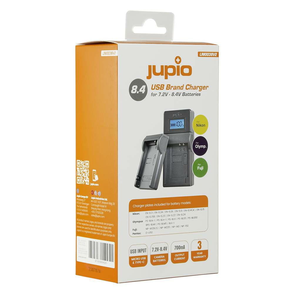 Jupio USB Brand Charger Kit punjač za Nikon, Fujifilm, Olympus 7.2V-8.4V baterije (LNI0038V2)