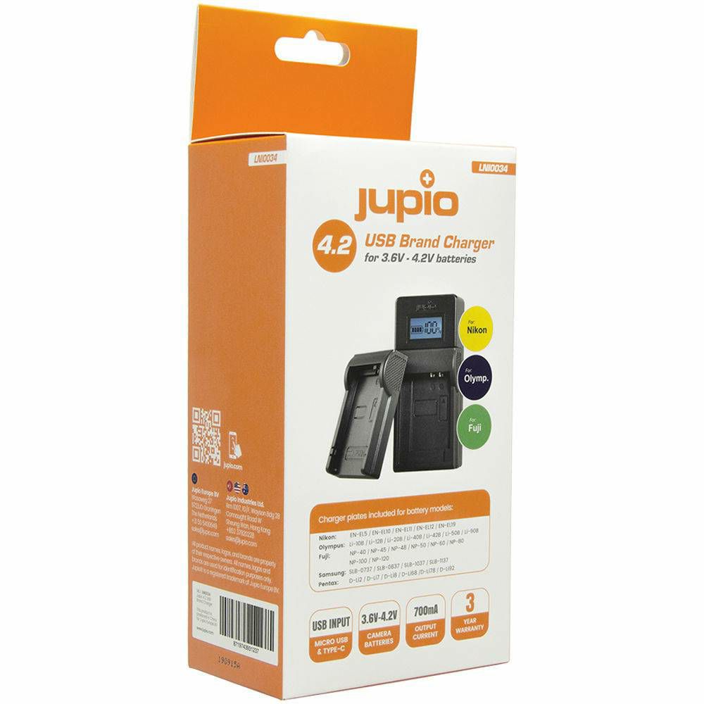 Jupio USB Brand Charger Kit punjač za Nikon, Fujifilm, Olympus 3.6V-4.2V baterije (LNI0034)