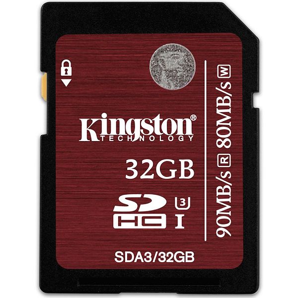 Kingston 32GB SDHC UHS-I Speed Class 3 Flash Card, EAN: 740617227642