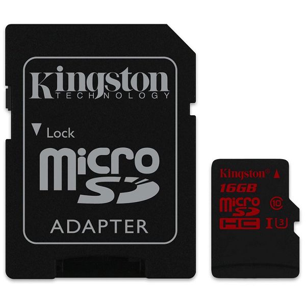 Kingston 16GB microSDHC UHS-I speed class 3 (U3) 90R/80W