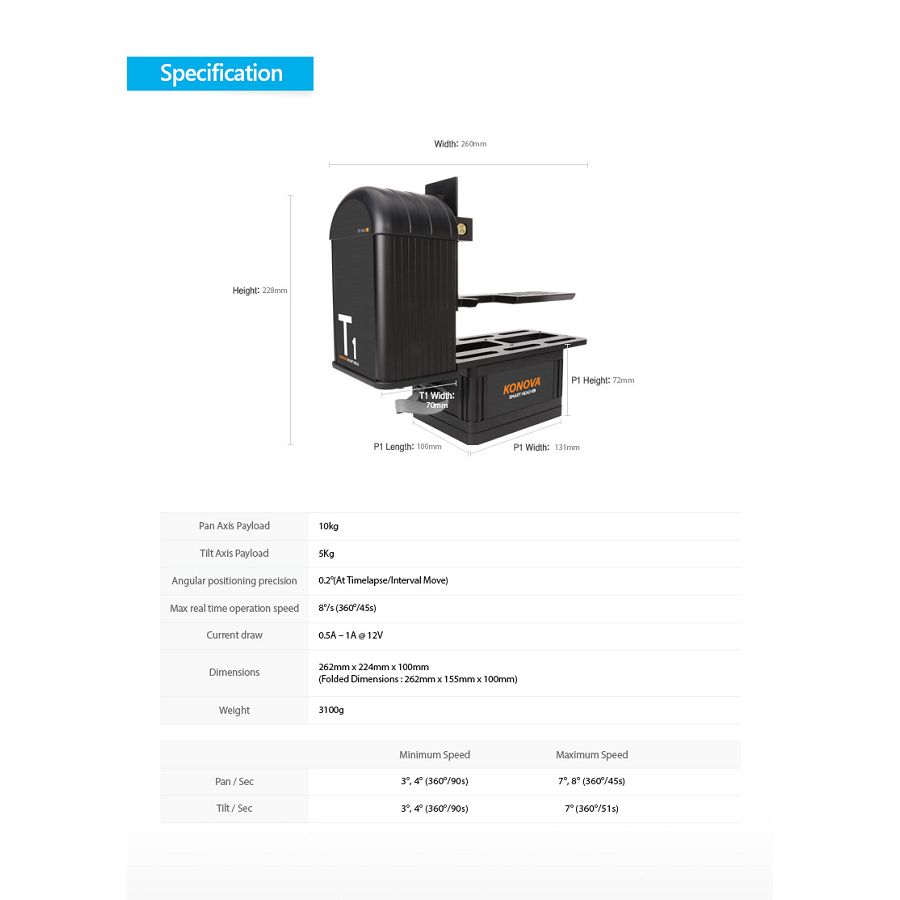 KONOVA Smart Head M1 (pan + tilt) 3-way motorizirana glava