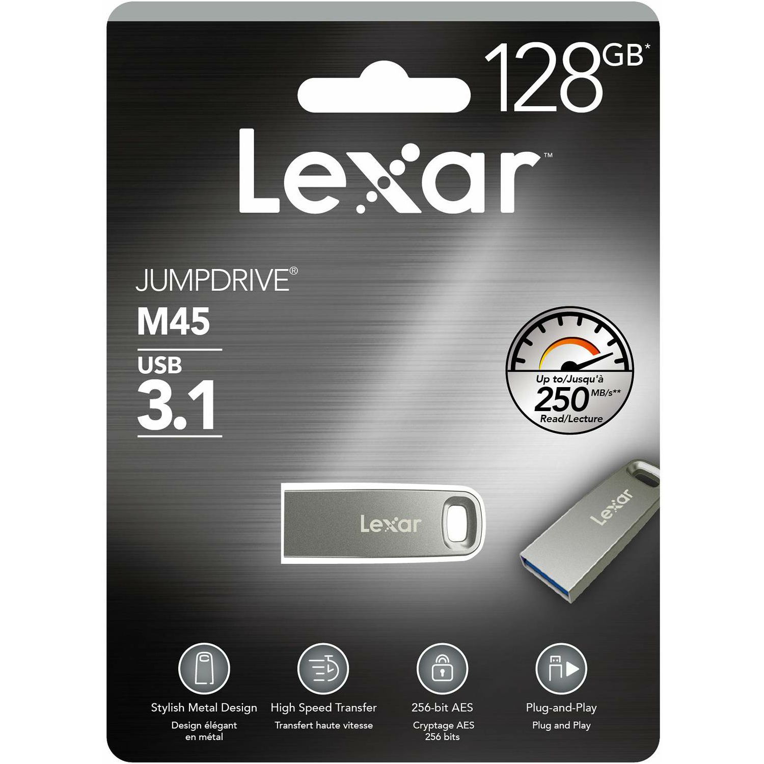 Lexar JumpDrive M45 128GB USB 3.1 Silver Housing 250MB/s memorija (LJDM45-128ABSL)