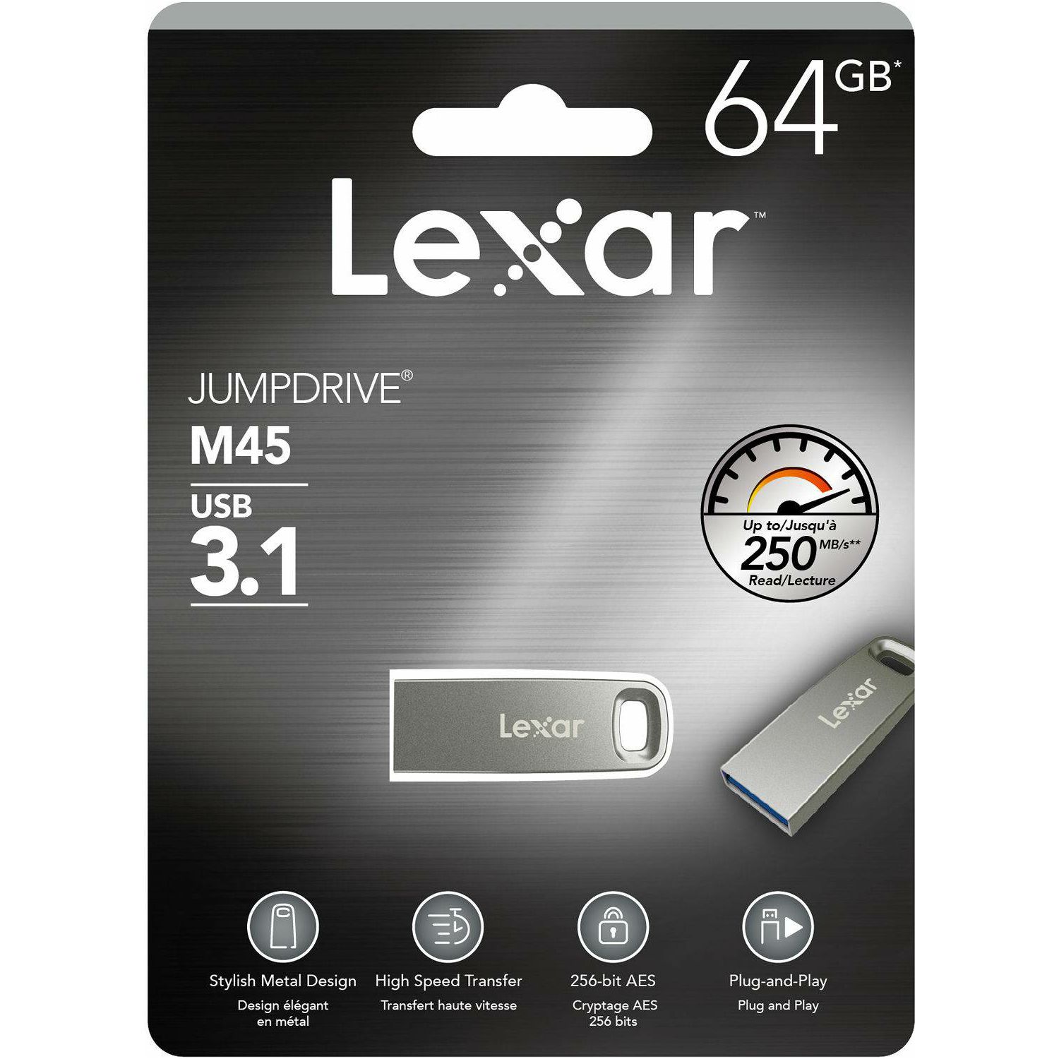 Lexar JumpDrive M45 64GB USB 3.1 Silver Housing 250MB/s memorija (LJDM45-64GABSL)