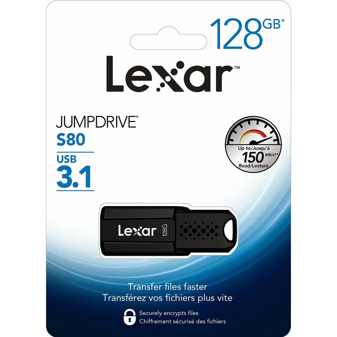 Lexar JumpDrive S80 128GB USB 3.1 Flash Drive 150MB/s read 60MB/s write memorija (LJDS080128G-BNBNG)