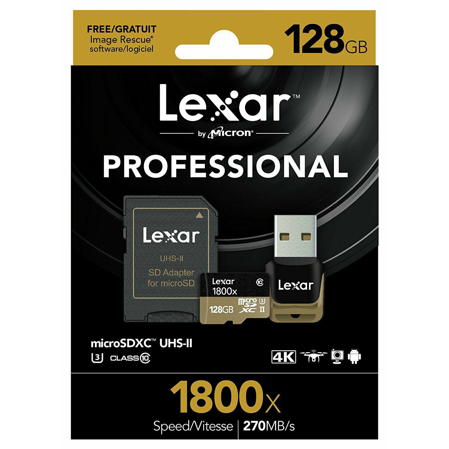 Lexar microSDXC 128GB 1800x 270MB/s UHS-II USB 3.0 Reader + adapter memorijska kartica sa adapterom LSDMI128CRBEU1800R