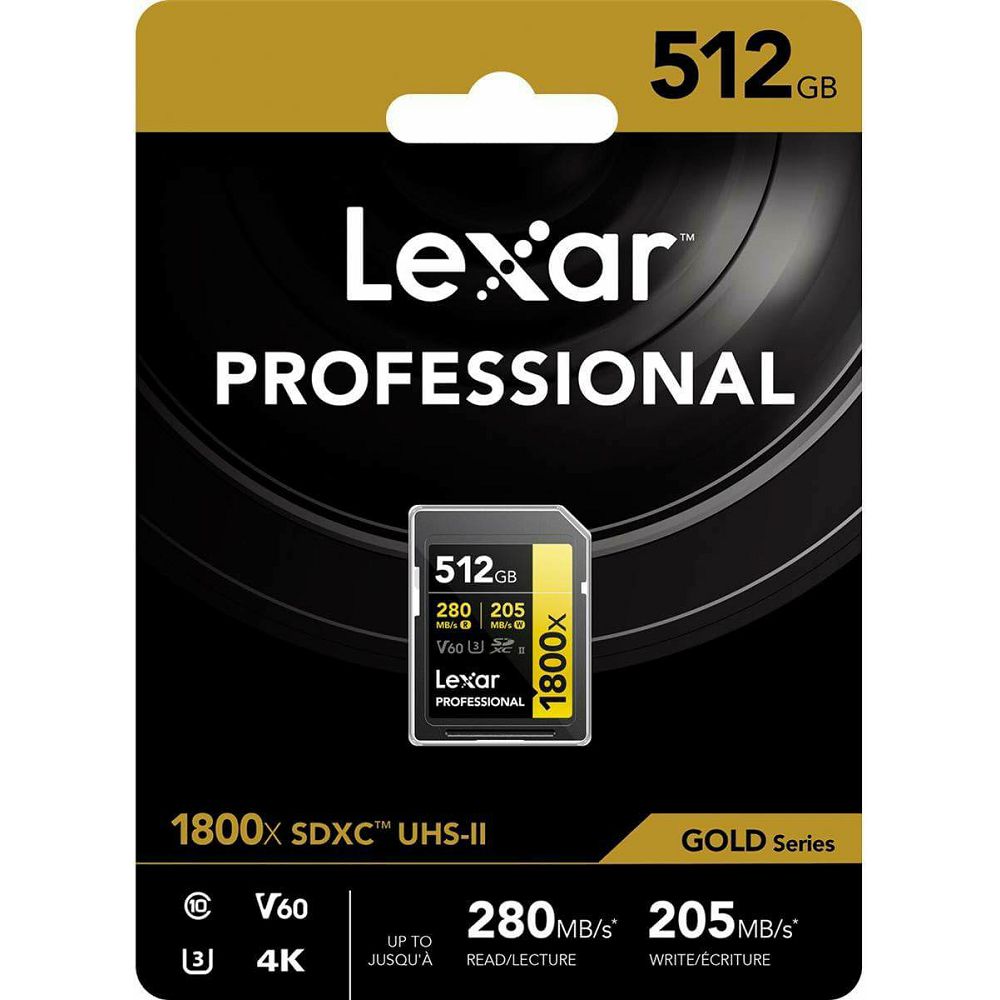 Lexar SDXC 512GB 1800x 270MB/s 180MB/s UHS-II C10 V60 U3 memorijska kartica (LLSD1800512G-BNNNG)