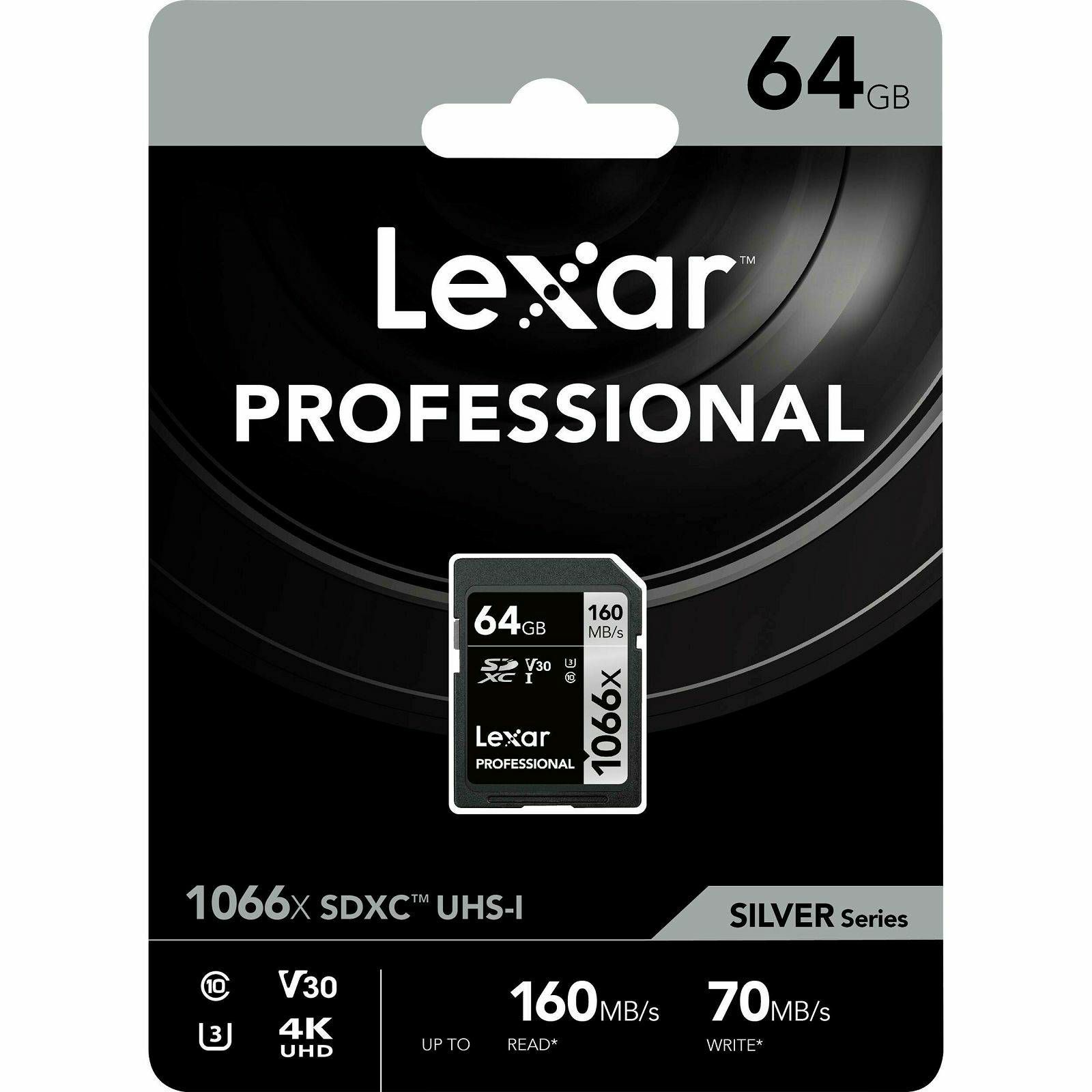 Lexar SDXC 64GB 1066x 160MB/s 70MB/s UHS-I C10 V30 U3 memorijska kartica (LSD1066064G-BNNNG)