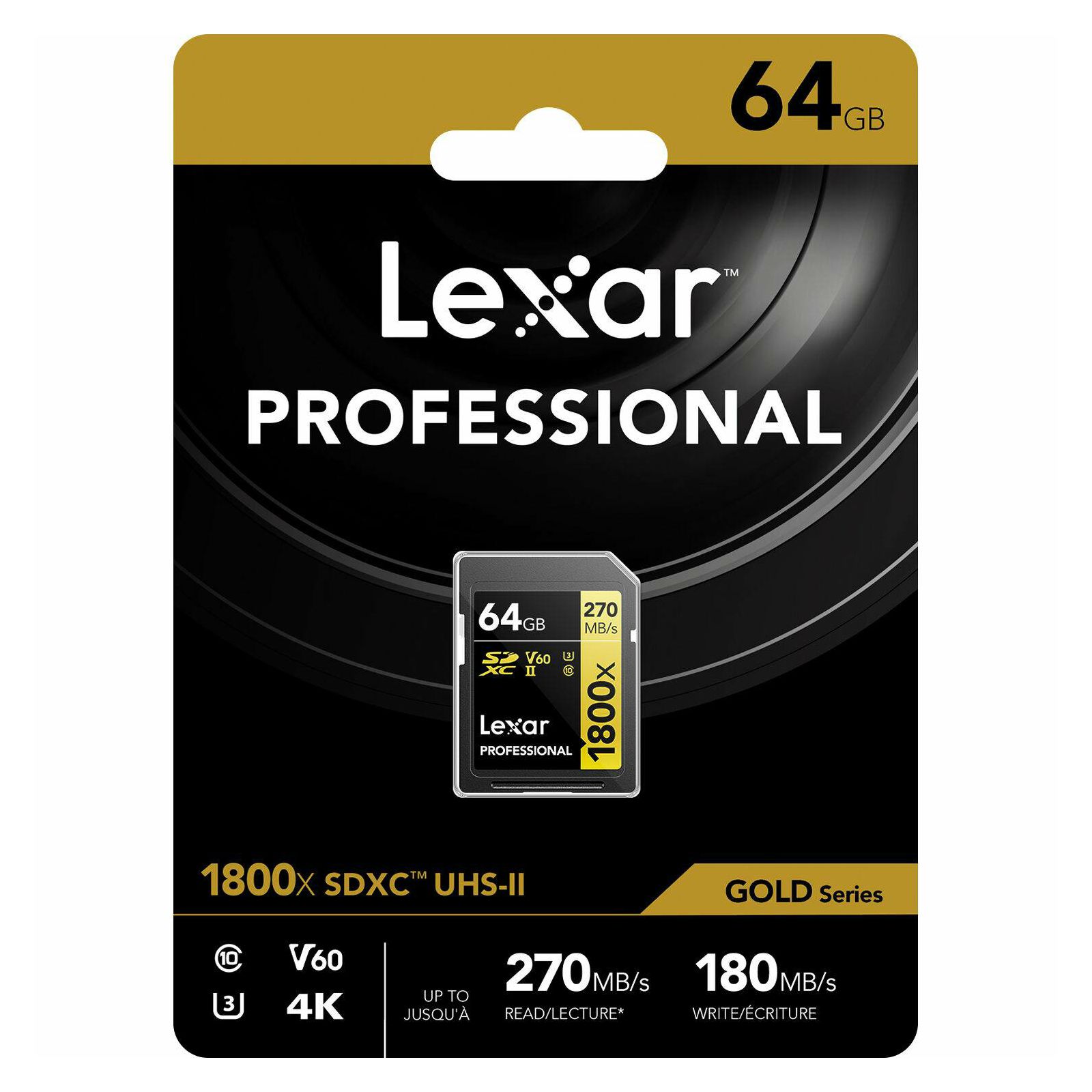 Lexar SDXC 64GB 1800x 270MB/s 180MB/s UHS-II C10 V60 U3 memorijska kartica (LSD1800064G-BNNNG)