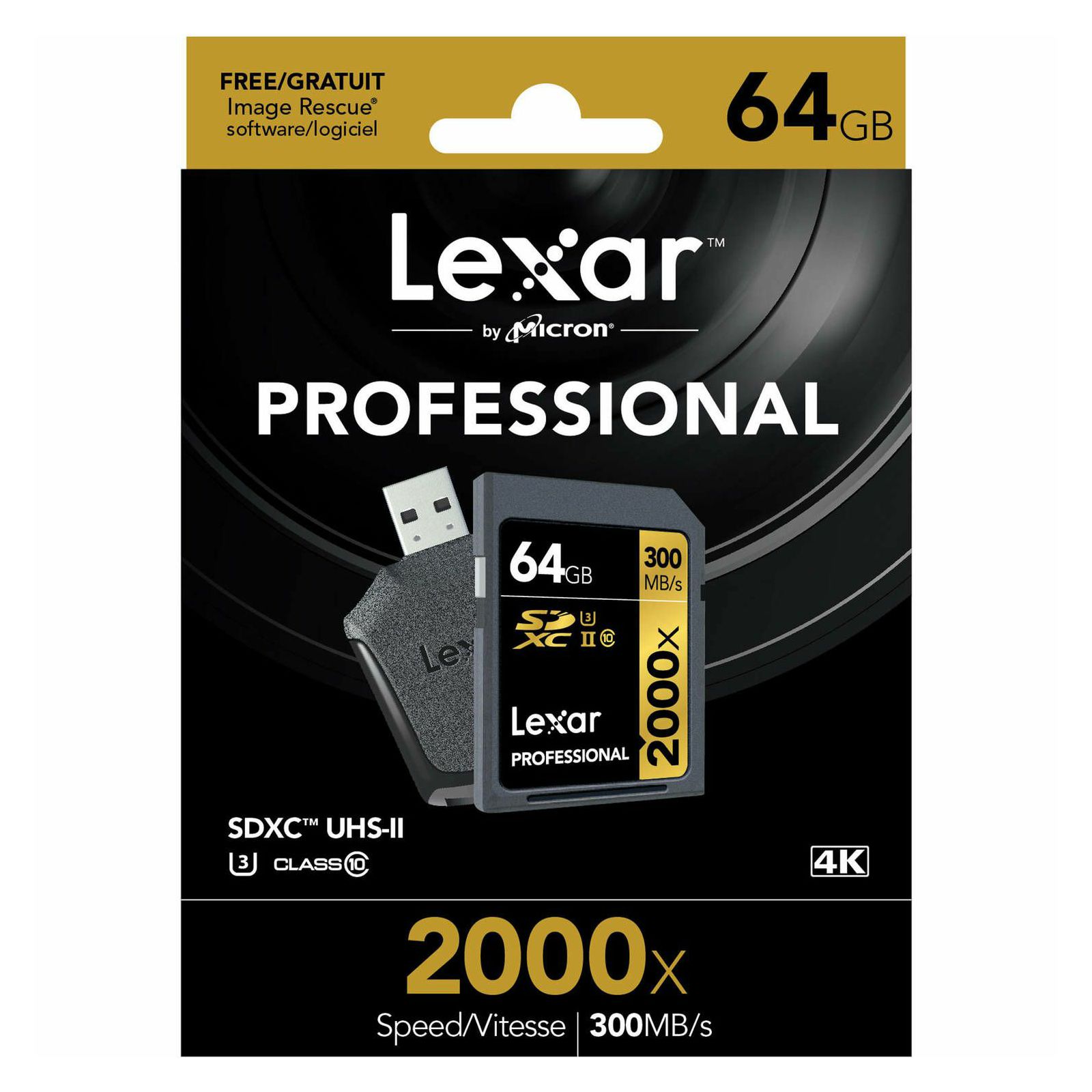 Lexar SDXC 64GB 2000x UHS-II Professional RDR Card incl Reader memorijska kartica i čitač kartica LSD64GCRBEU2000R