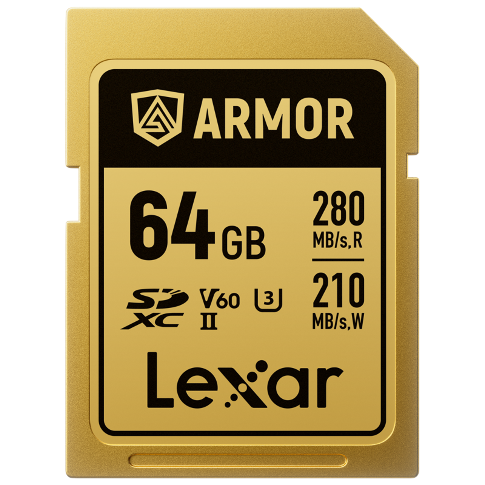 Lexar SDXC 64GB 280MB/s 210MB/s Class 10 UHS-II C10 V60 U3 Professional Armor Gold Stainless steel Casing IP68 memorijska kartica