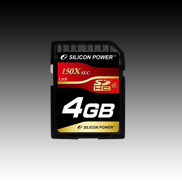 Memory ( flash cards ) SILICON POWER NAND Flash Secure Digital High Capacity 4096MB x 1 150x for PDA, MP3 digital devices with SDHC mark, 1pcs