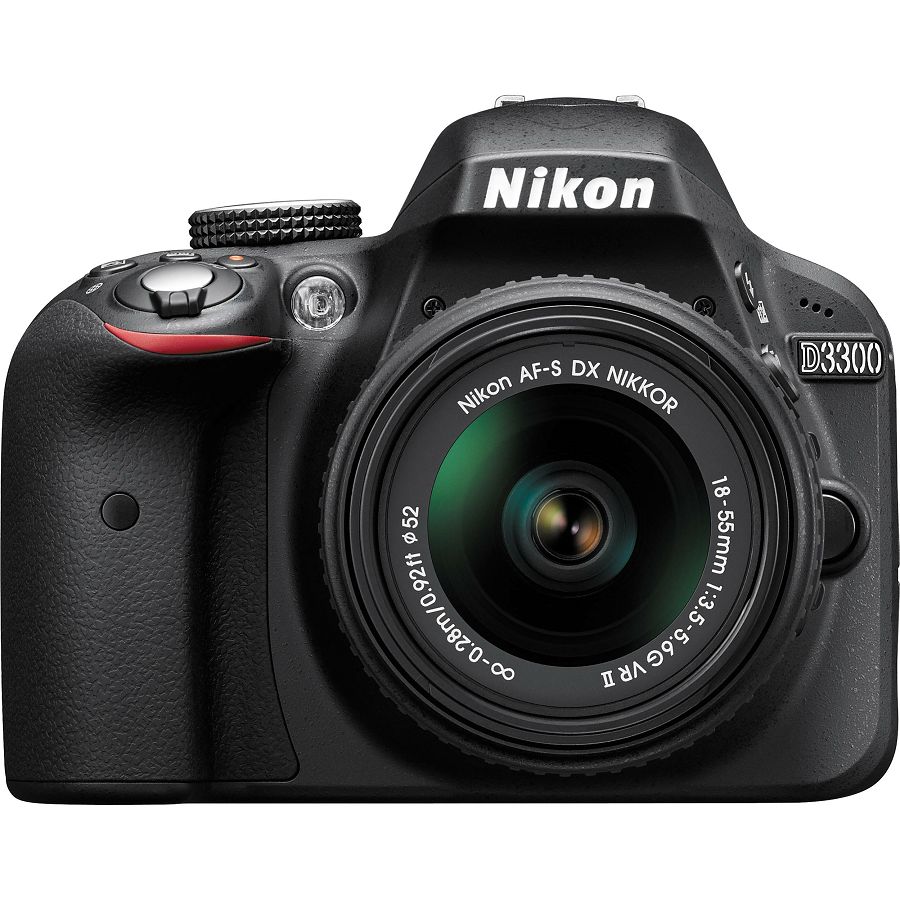 Nikon D3300 + AF-P 18-55 VR KIT Black crni DSLR digitalni fotoaparat i DX Nikkor18-55mm F/3.5-5.6G objektiv 18-55VR (VBA390K008)