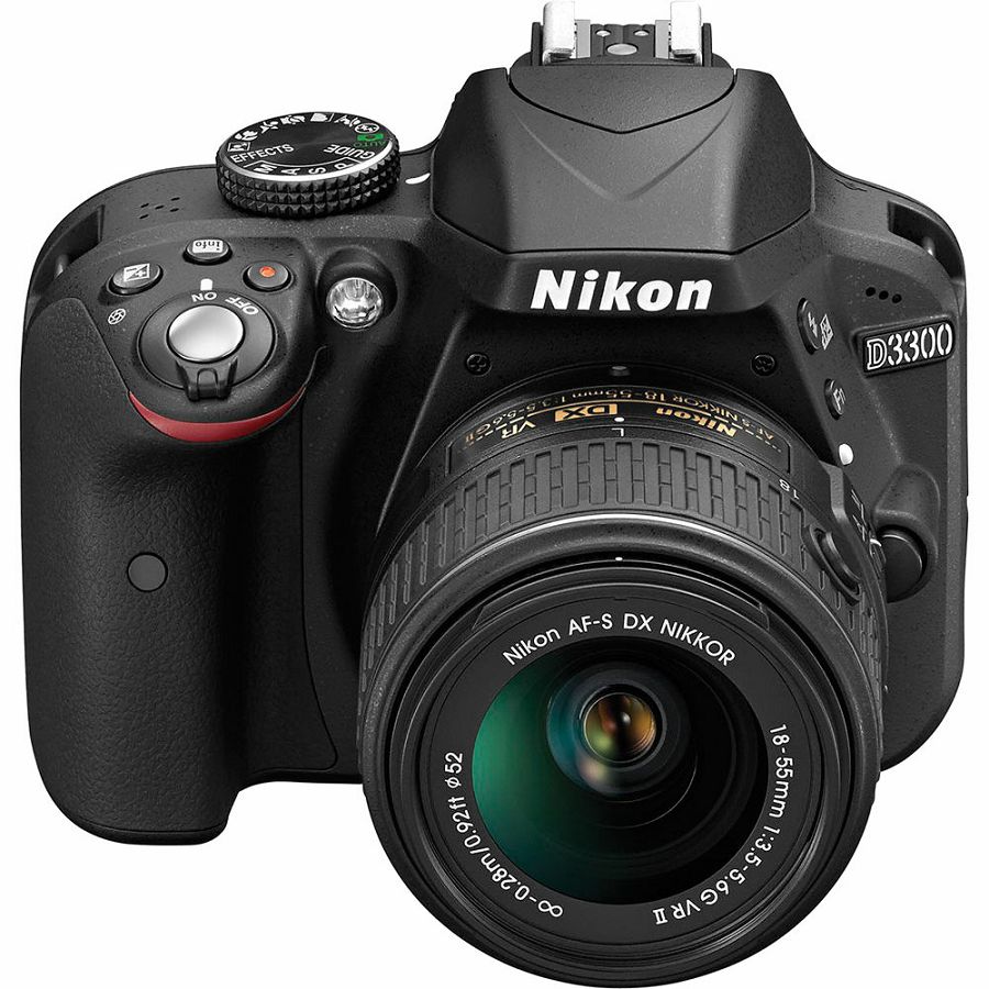 Nikon D3300 + AF-P 18-55 VR KIT Black crni DSLR digitalni fotoaparat i DX Nikkor18-55mm F/3.5-5.6G objektiv 18-55VR (VBA390K008)