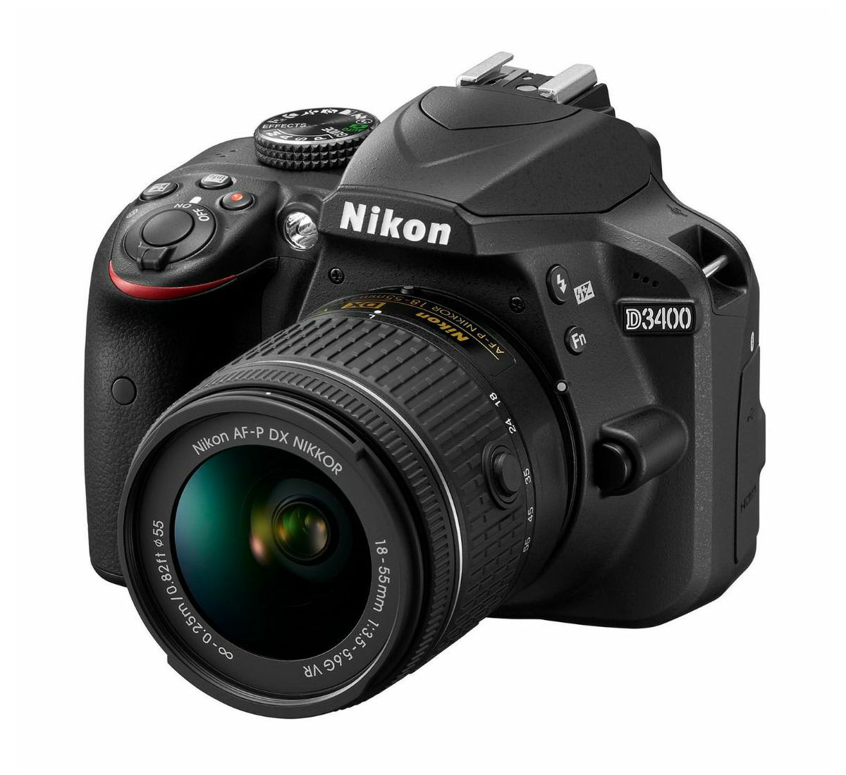 Nikon D3400 + AF-P 18-55VR Black KIT DSLR digitalni fotoaparat i objektiv AF-P DX 18-55mm f/3.5-5.6G VR (VBA490K001)