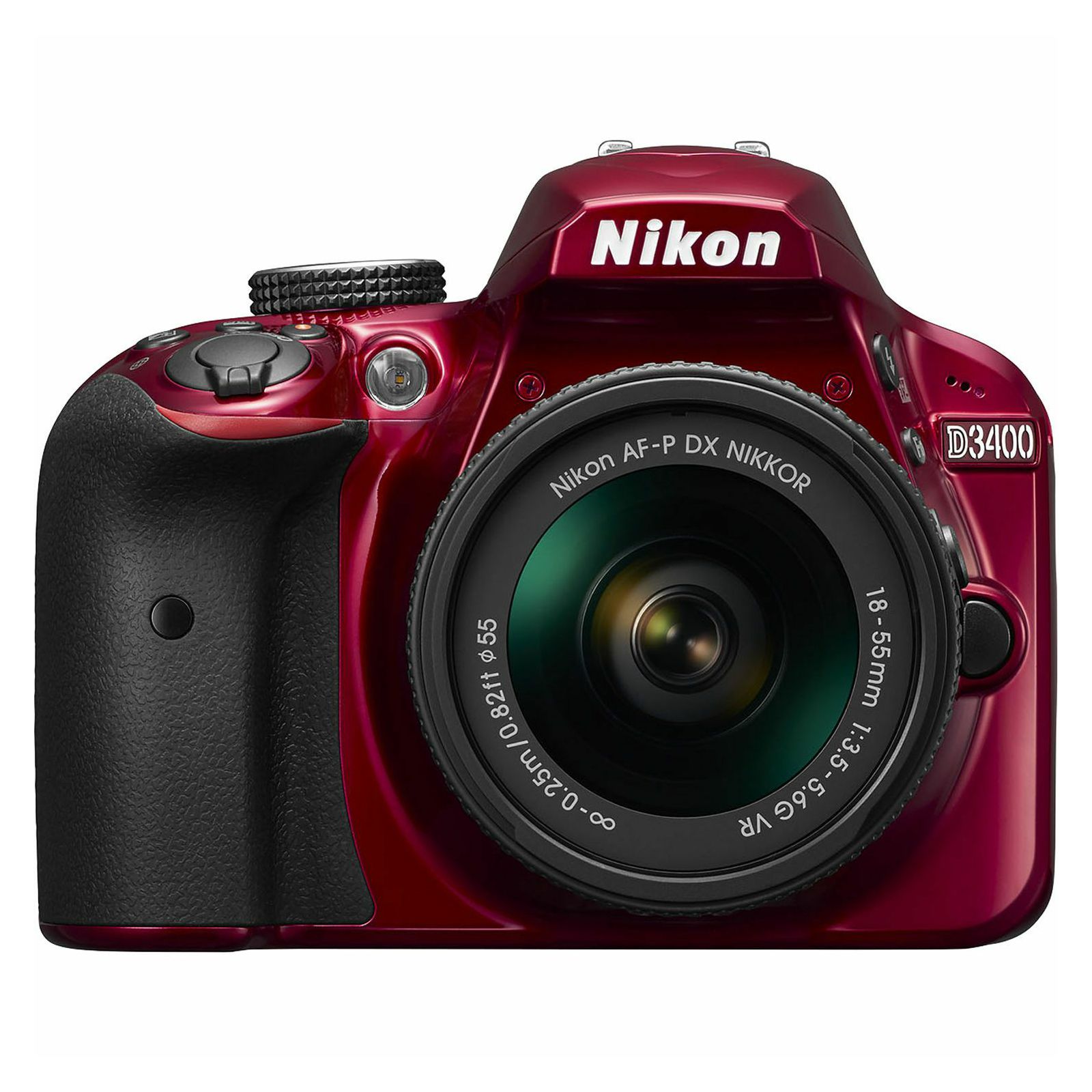 Nikon D3400 + AF-P 18-55VR Red KIT DSLR digitalni fotoaparat i objektiv AF-P DX 18-55mm f/3.5-5.6G VR (VBA491K001)