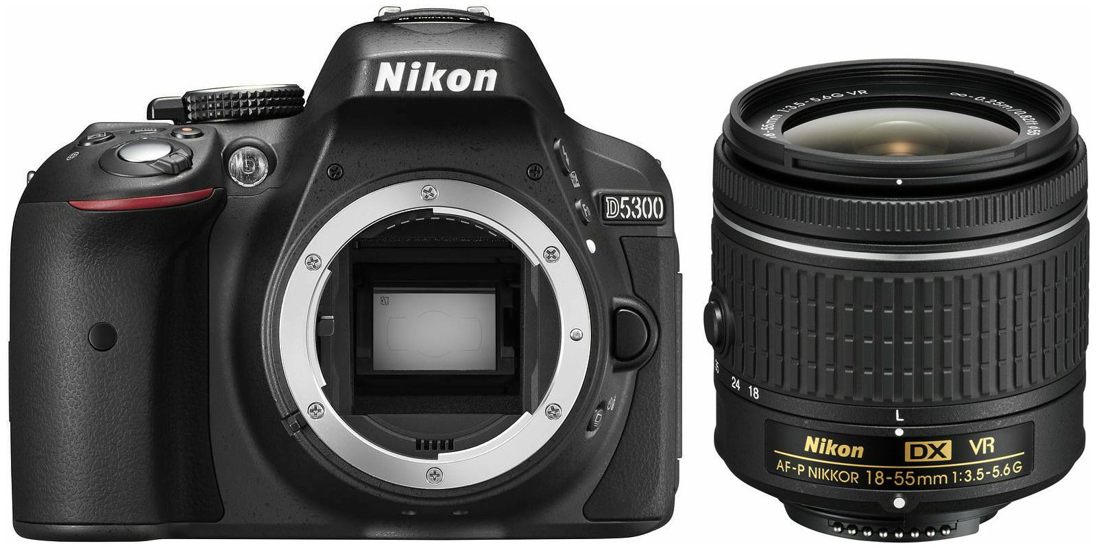 Nikon D5300 + AF-P 18-55 VR KIT Black DSLR fotoaparat AF-P 18-55VR (VBA370K007)