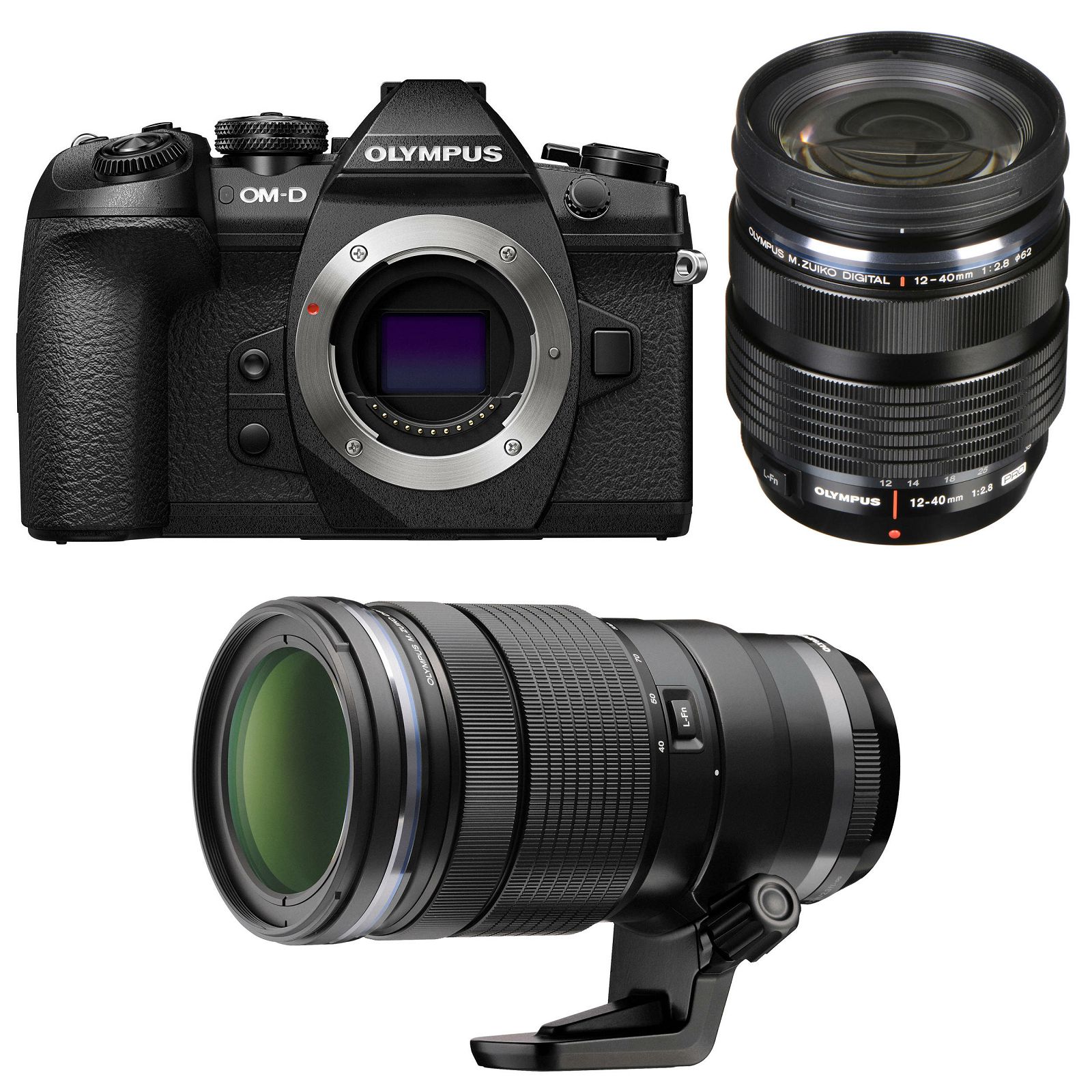 Olympus E-M1 II + ED 12-40mm + 40-150mm Double Zoom KIT PRO Black digitalni fotoaparat Mirrorless MFT Micro Four Thirds Digital Camera including Charger Battery and Lens Hood (V207061BE010)