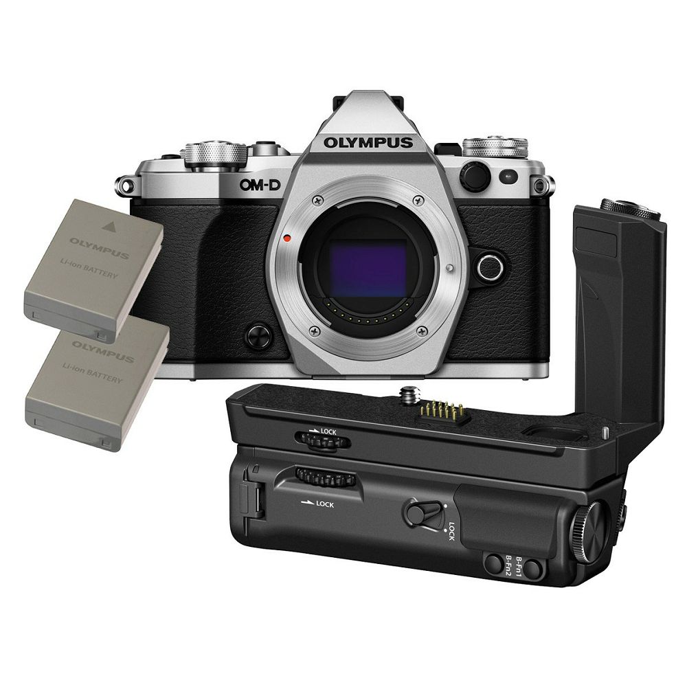 Olympus E-M5 II + 12-40 PRO Silver srebreni E-M5II 1240 Kit slv/blk 12-40mm + HLD-8 Power Battery Holder + BLN-1 Battery Micro Four Thirds MFT - OM-D Camera digitalni fotoaparat V207041SE010