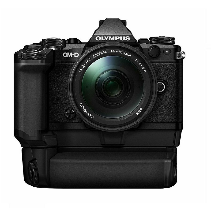 Olympus E-M5 II + 14-150 Black crni E-M5II 1415II Kit blk/blk 14-150mm + HLD-8 Power Battery Holder + BLN-1 Battery Micro Four Thirds MFT - OM-D Camera digitalni fotoaparat V207043BE010