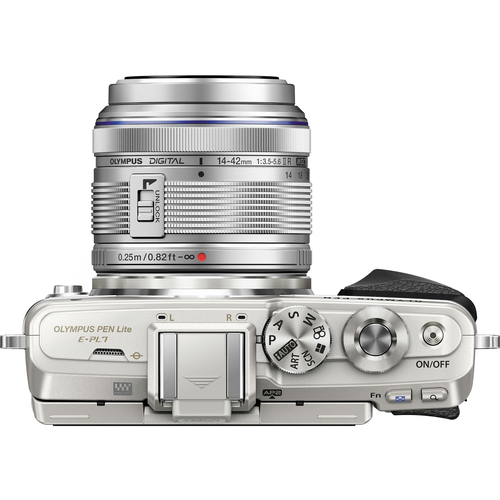 Olympus E-PL7 + 14-42mm silver EZ-M1442 II R silver Kit - incl. Charger + Battery 14-42 Micro Four Thirds MFT - PEN Camera digitalni fotoaparat V205071SE000