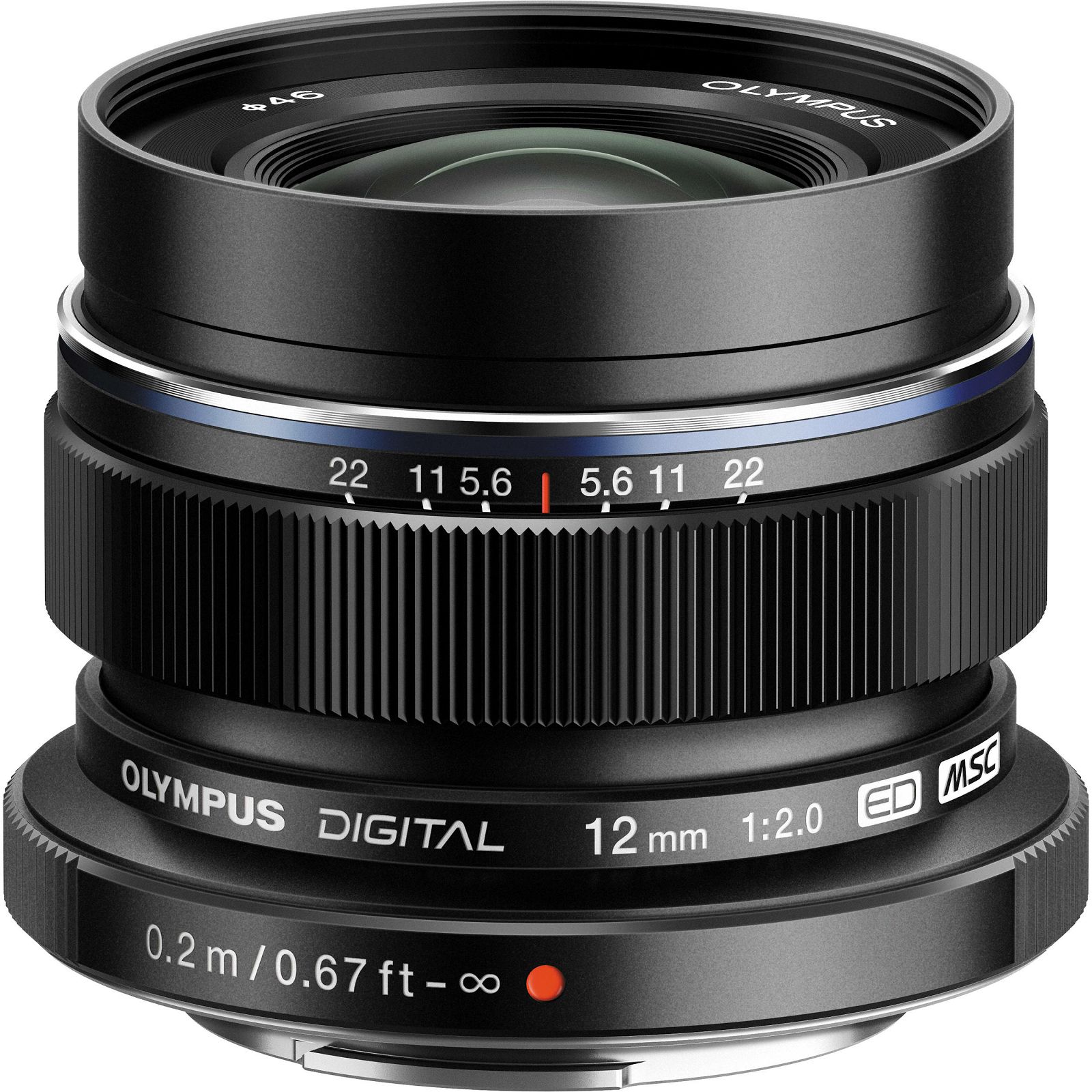 Olympus M.Zuiko Digital ED 12mm f/2 Black širokokutni objektiv za MFT Micro Four Thirds EW-M1220 Prime lens 12mm 1:2.0 (V311020BE001)