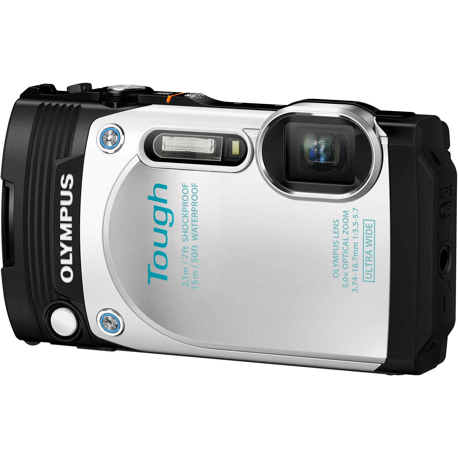 Olympus TG-870 White - 16.0 MP 5x super wide Zoom, 3.0" tilt LCD, 15m waterproof full 60p HD Movie WiFi and GPS Tough digitalni kompaktni vodootporni fotoaparat V104200WE000