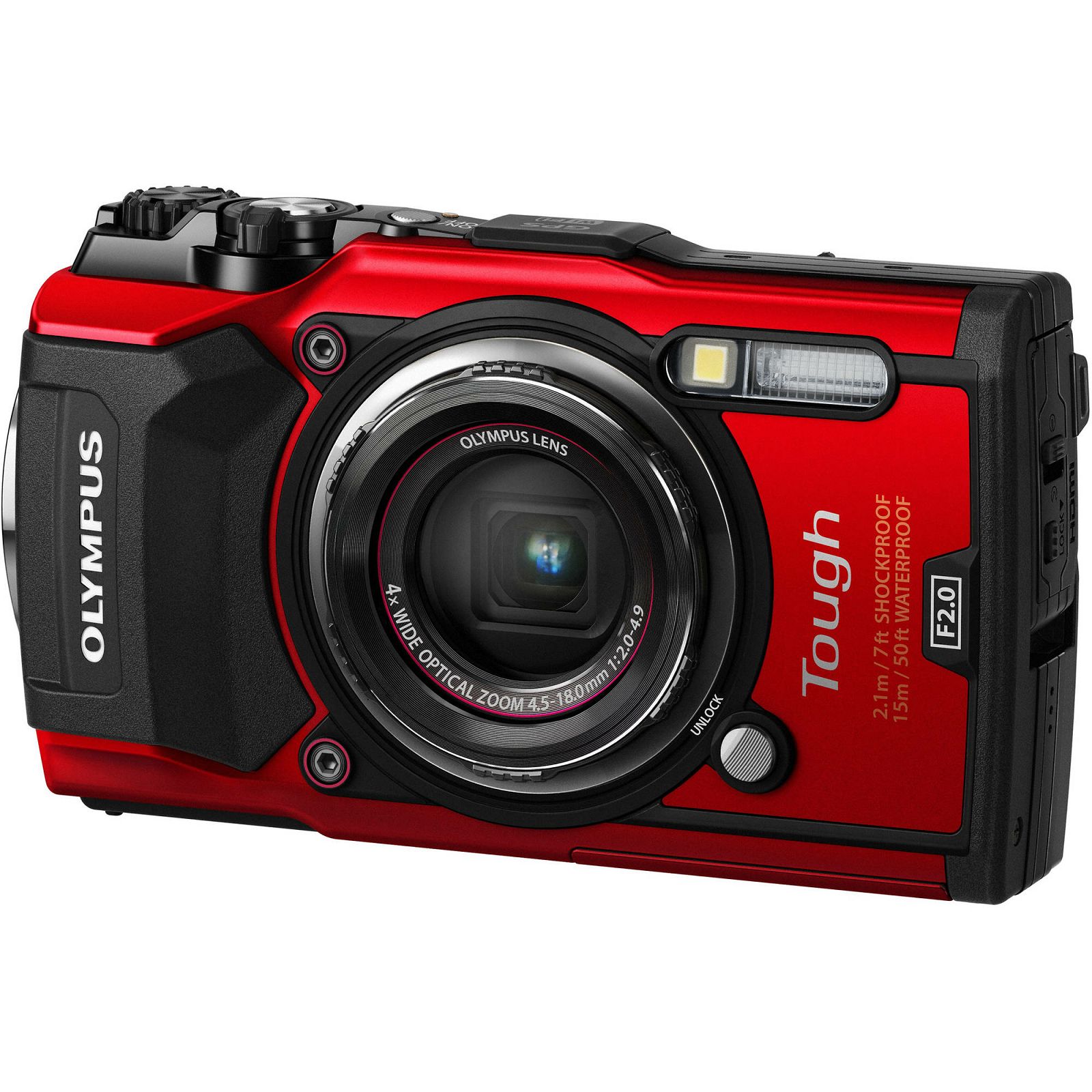 Olympus Tough TG-5 Red crveni WiFi GPS 4K video 120p 12MP 25-100mm f2.0 Digitalni podvodni vodonepropusni fotoaparat (V104190RE000)