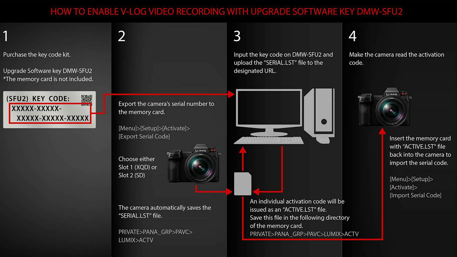 Panasonic DMW-SFU2 Lumix S1 Filmmaker V-Log Upgrade Software Key (DMW-SFU2GU)