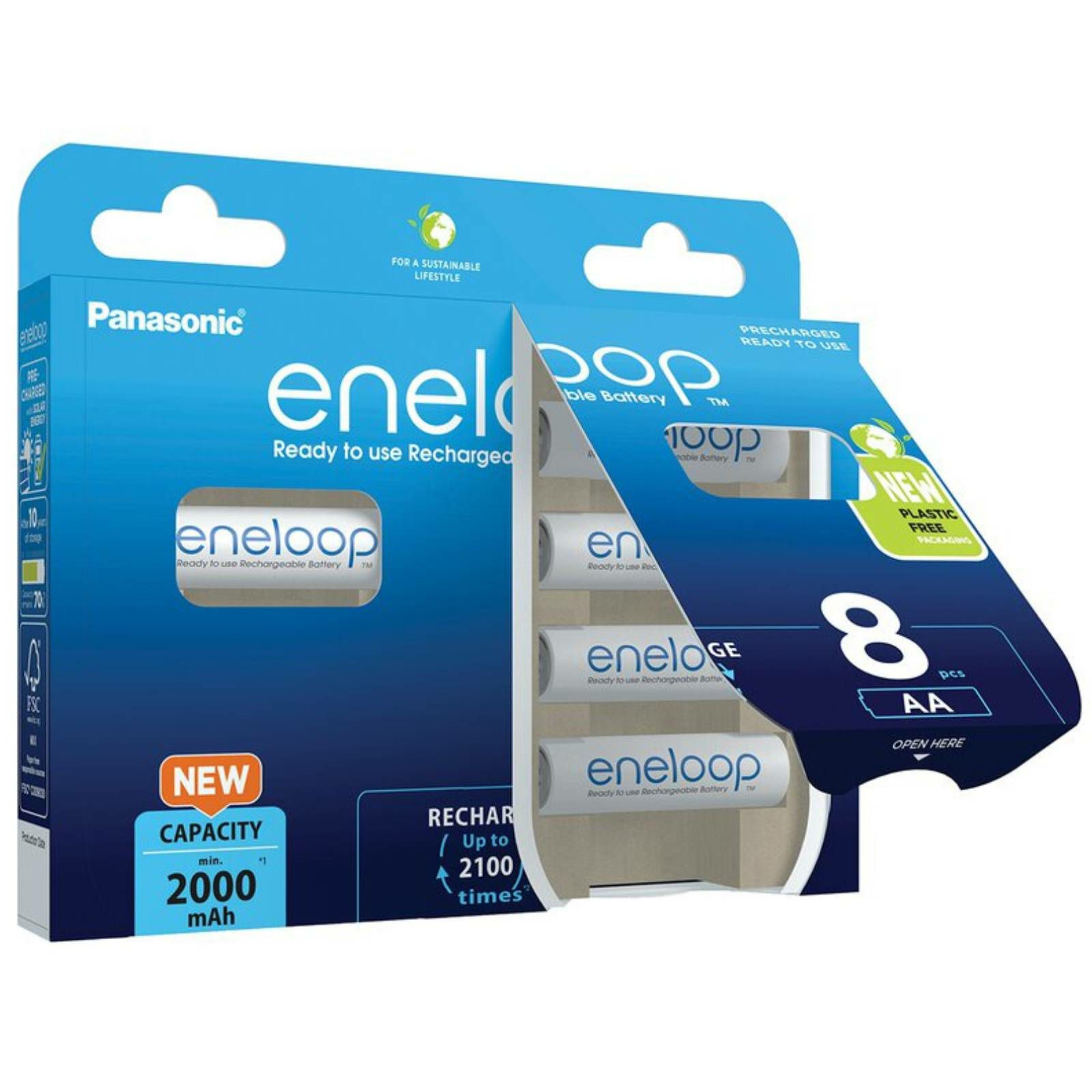 Panasonic Eneloop R6 AA 2000mAh 8xAA baterije BK-3MCDE/8BE