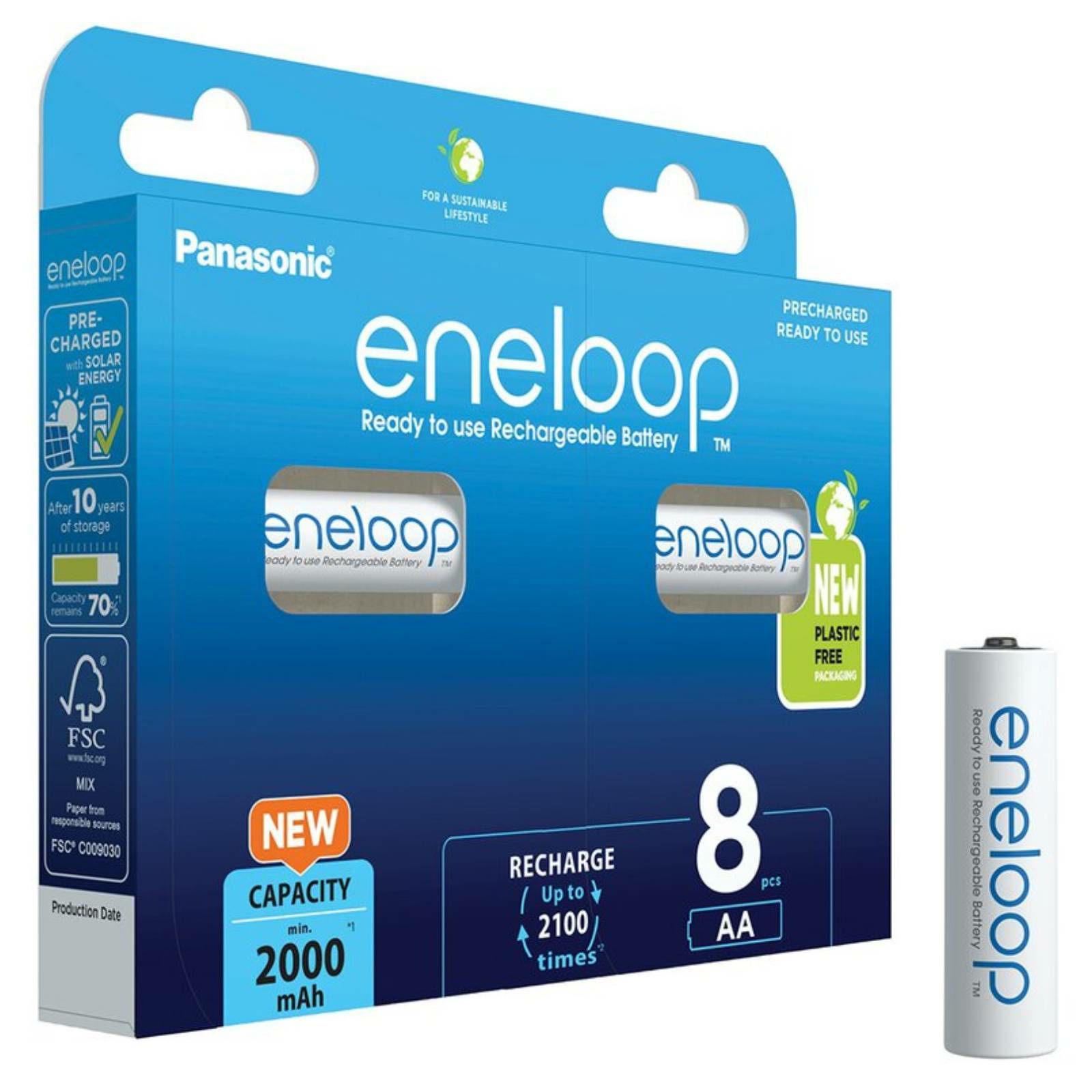 Panasonic Eneloop R6 AA 2000mAh 8xAA baterije BK-3MCDE/8BE