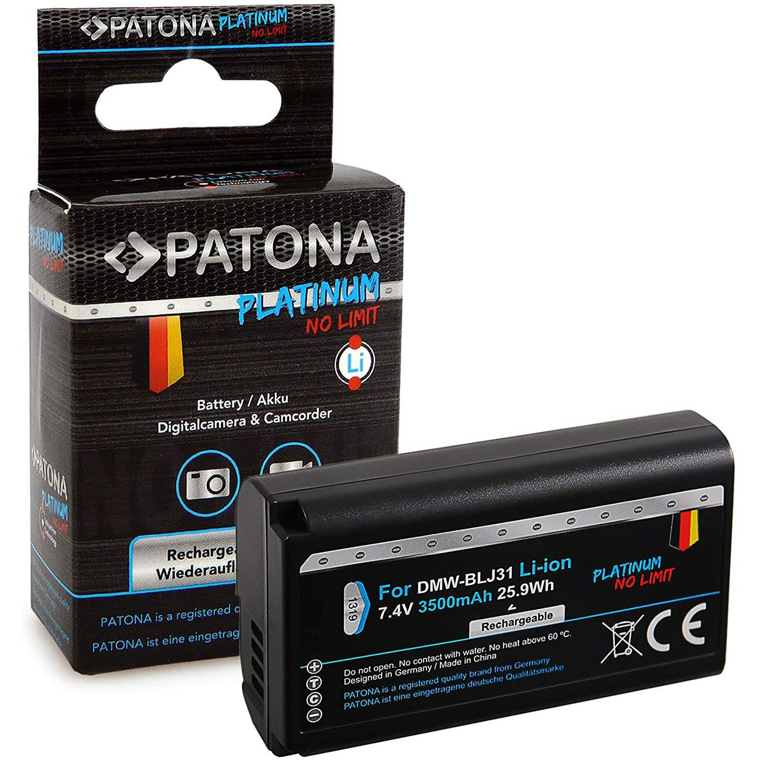 Patona DMW-BLJ31 Platinum 3500mAh 7.4V 25.9Wh baterija za Panasonic Lumix DC-S1, DC -S1R, S1, S1R, S1H, DC-S1H Lithium-Ion Battery Pack