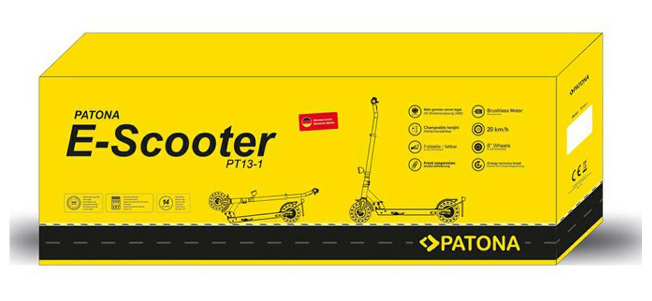 Patona E-Scooter PT13-1 8" 250W 187Wh 5.2Ah with ABE road approval električni romobil